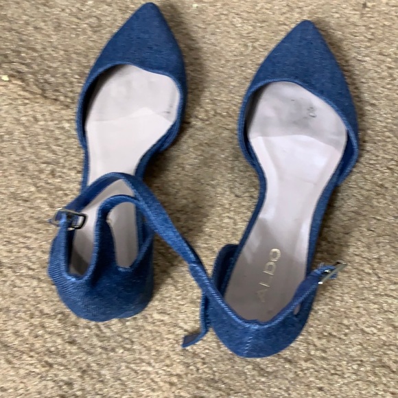 Jeans material blue flats with a little 1 1/2 inch heel. Aldo brand. - Picture 1 of 7